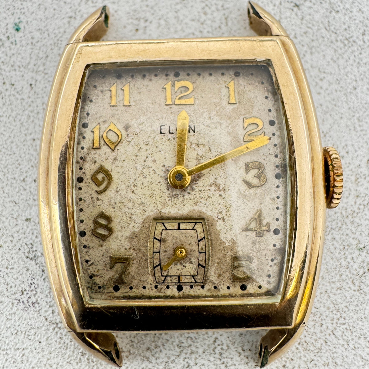 Vintage 1940 Elgin Tank Men's Mechanical Wristwatch 519 USA Steel & 10k RGP