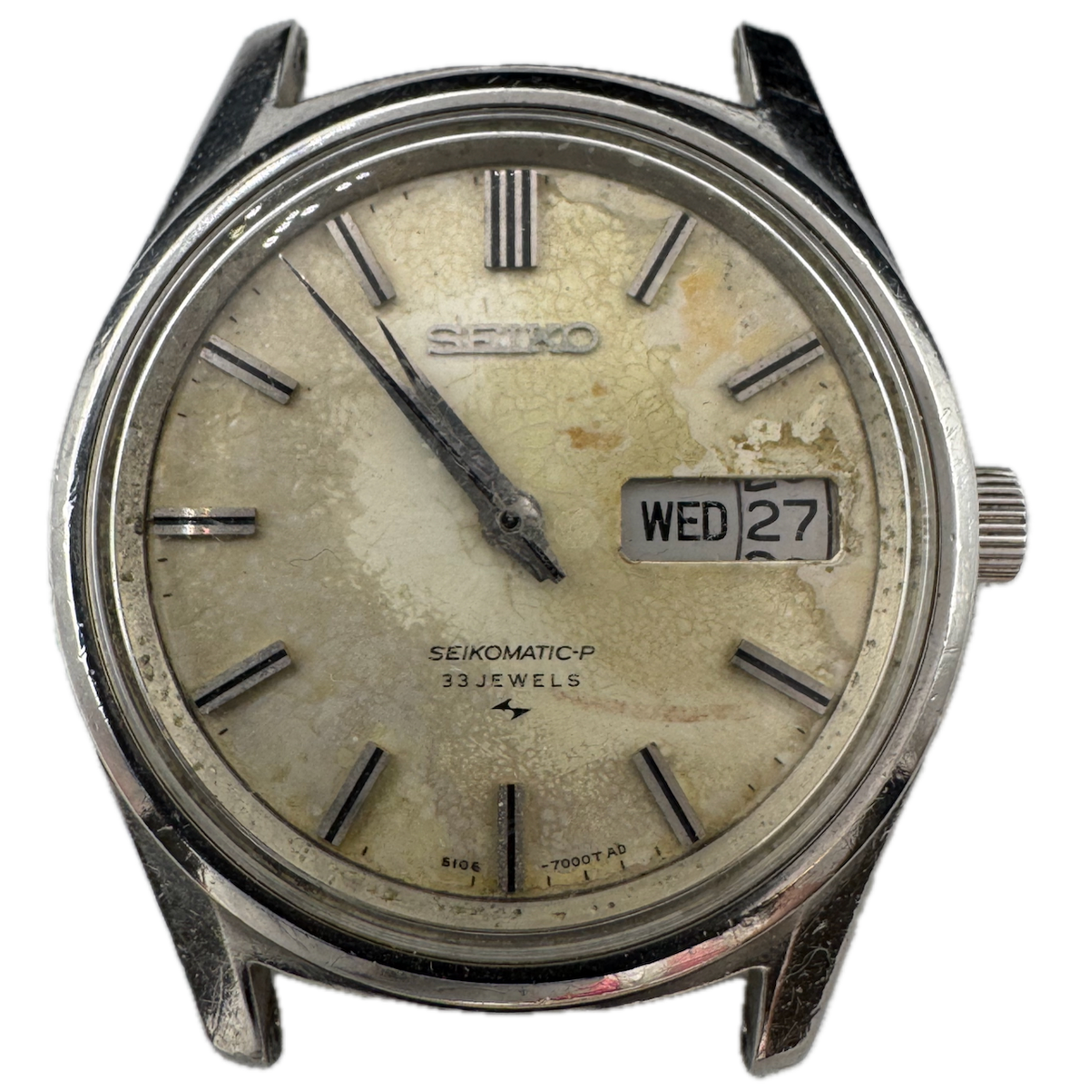 Vintage Seiko 5106-7000 Seikomatic-P Day Date Men's Automatic Wristwatch 5106A