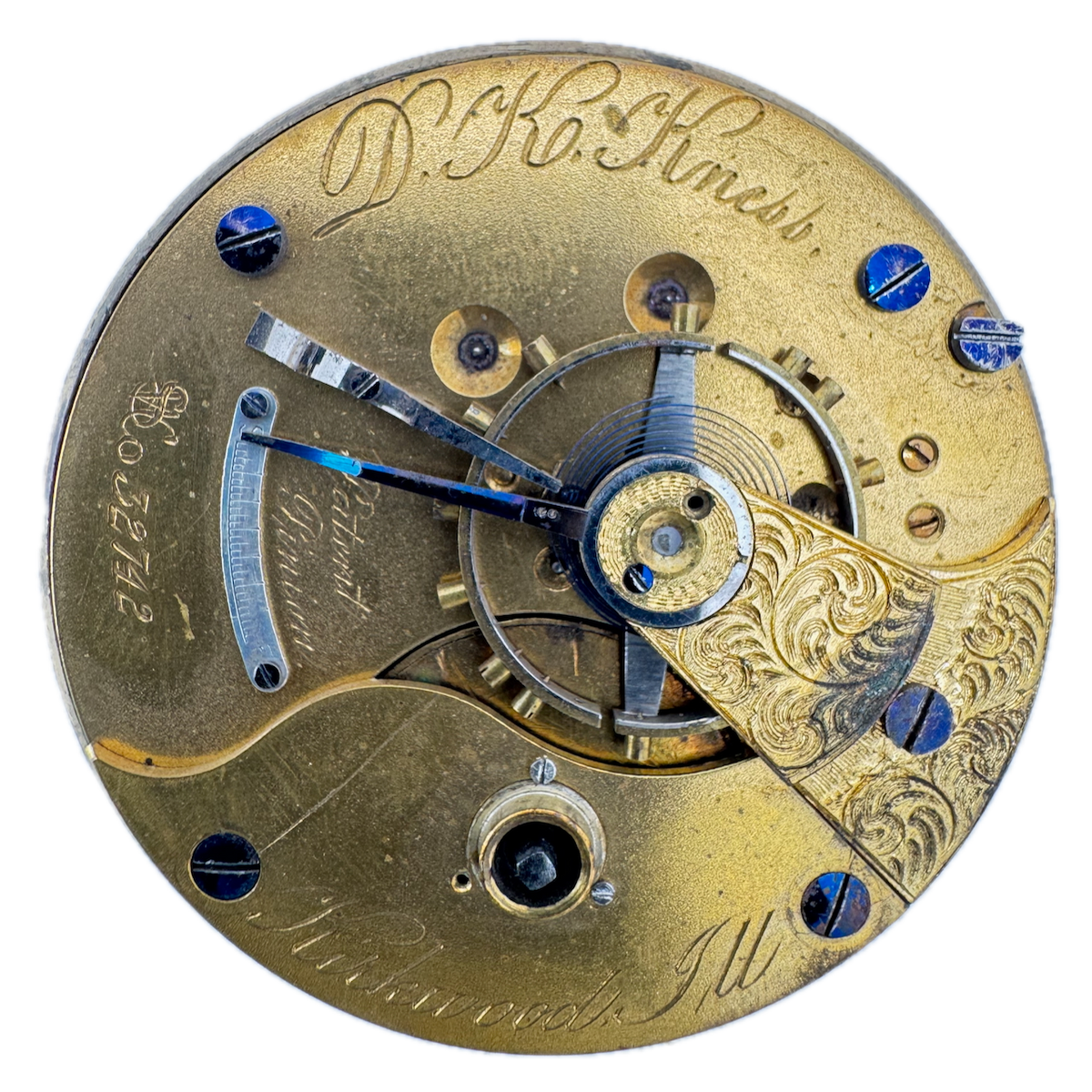 Antique 18s 1876 Springfield 9 Jewel Key Wind Pocket Watch Movement Kness USA