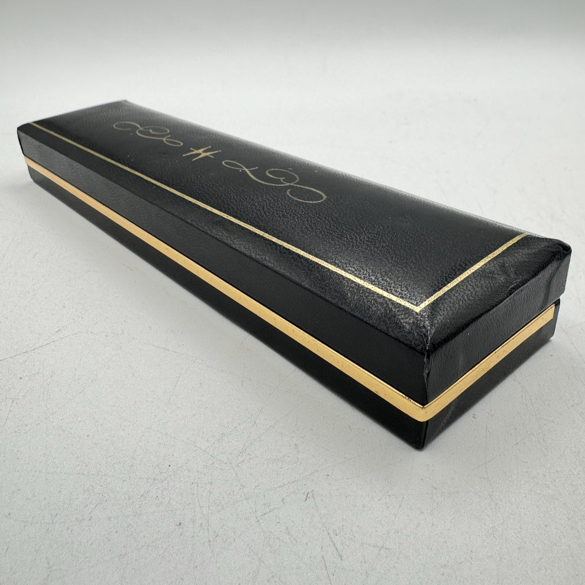 Vintage Hamilton Black & Gold Men's Wristwatch Box USA Felt & Leather Long