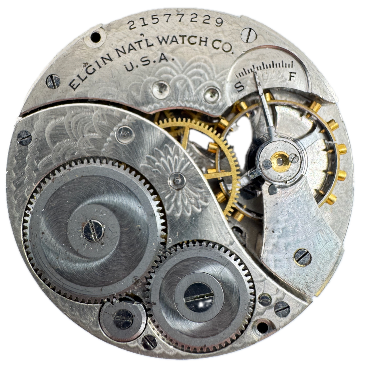 Antique 12s 1919 Elgin 7 Jewel Mechanical Pocket Watch Movement 303 USA