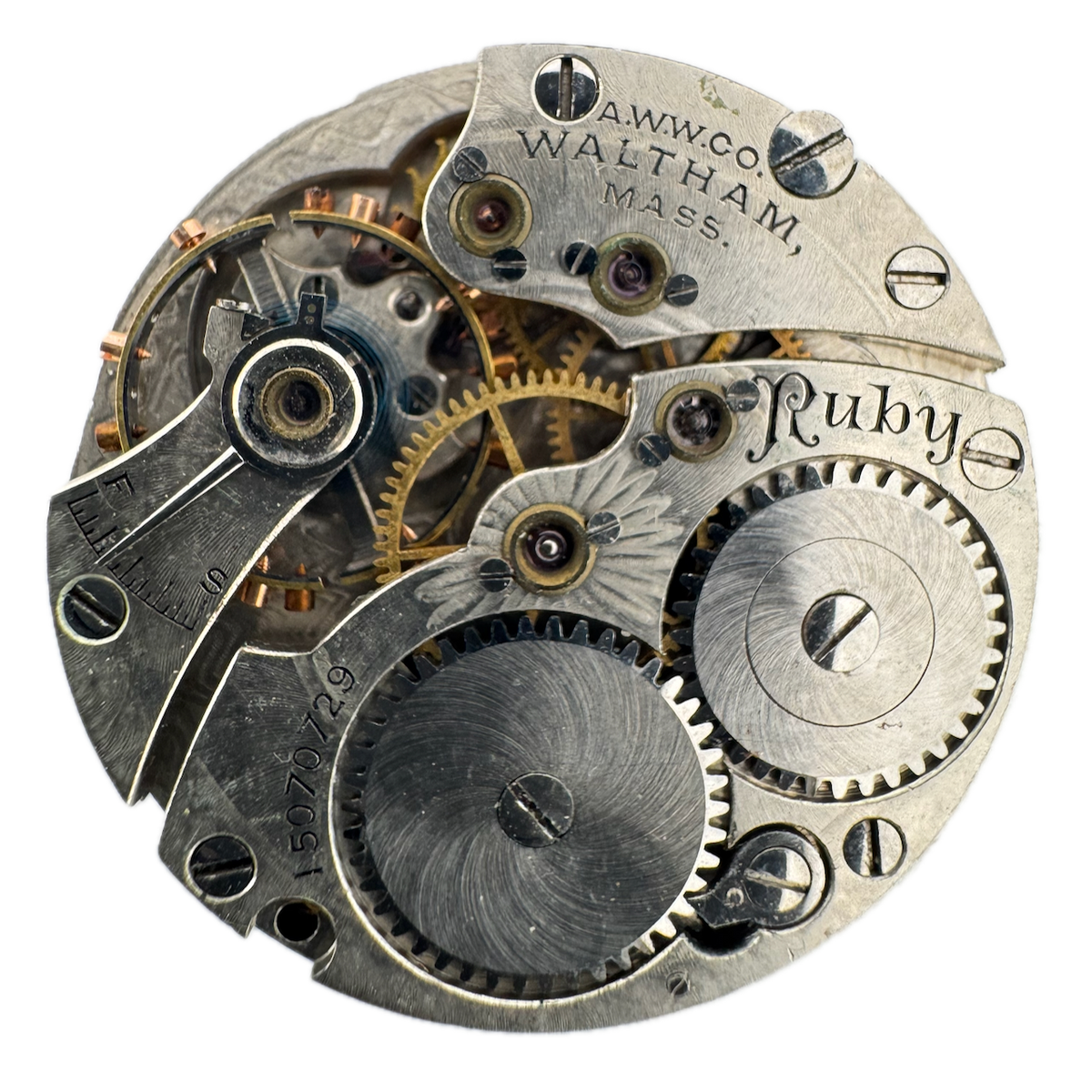 Antique 6/0s 1906 Waltham 17J Mechanical Hunter Pocket Watch Movement Ruby USA