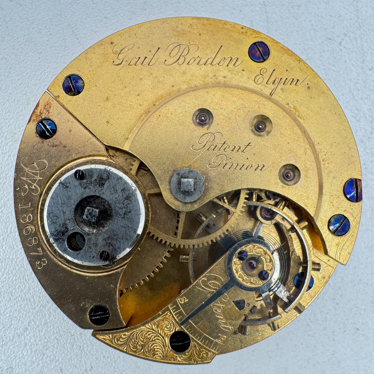 Antique 10s 1871 Elgin Gail Borden 11J Key Wind Pocket Watch Movement 22 USA