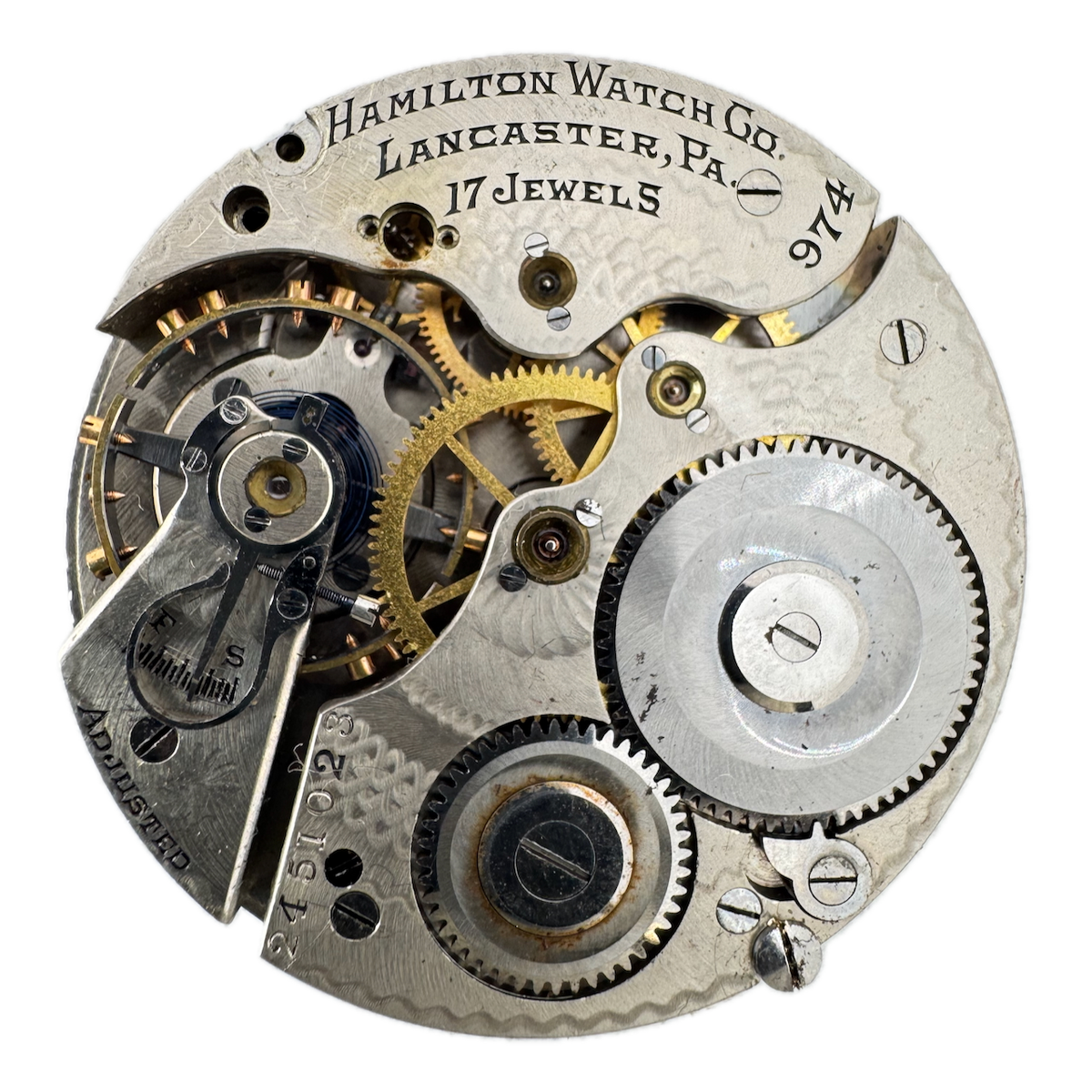 Antique 14s 1927 Hamilton 17j Mechanical Pocket Watch Movement 974 USA
