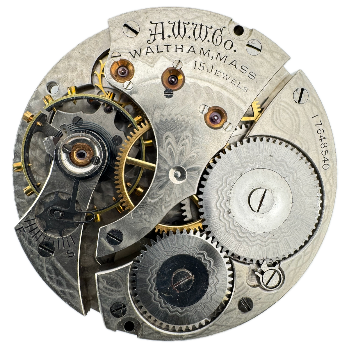 Antique 16s 1909 Waltham 15J Mechanical Pocket Watch Movement No.620 USA Running