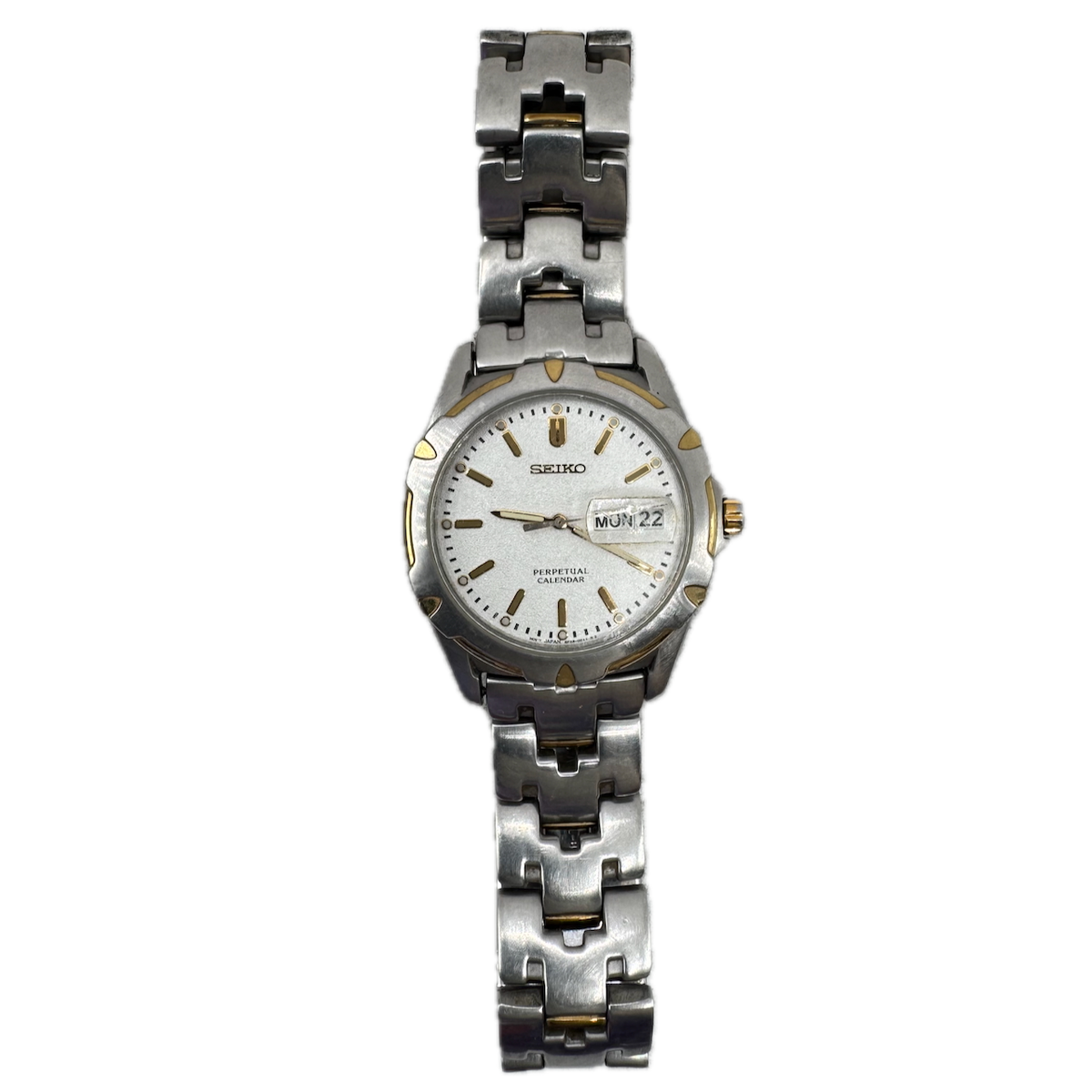 Vintage 36.5mm Seiko 8F33-0010 Perpetual Calendar Men's Quartz Wristwatch Japan