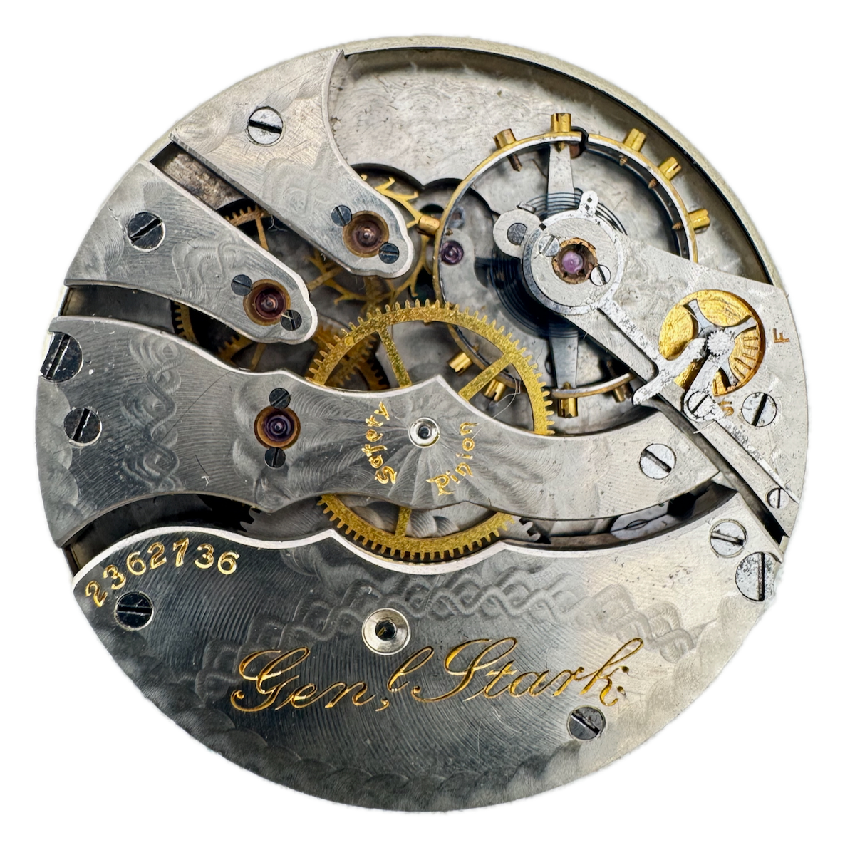 Antique 12s Hampden A.C. Thomas Mechanical Pocket Watch Movement Gen'l Stark