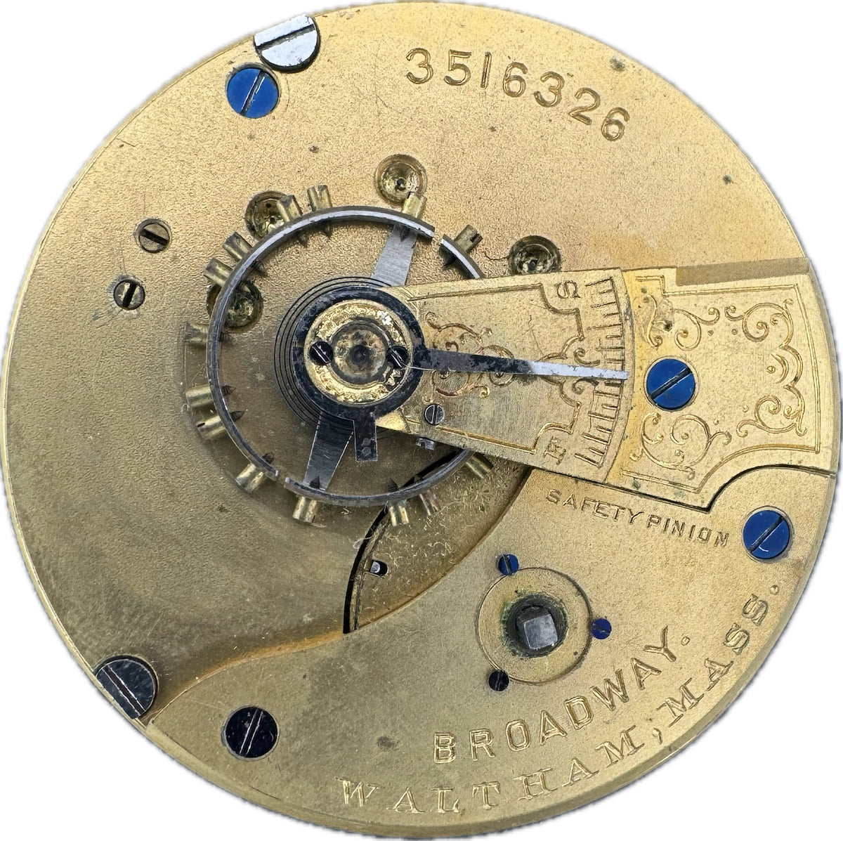 Antique 18S Waltham Canadian Dial Key Wind Pocket Watch Movement Broadway USA