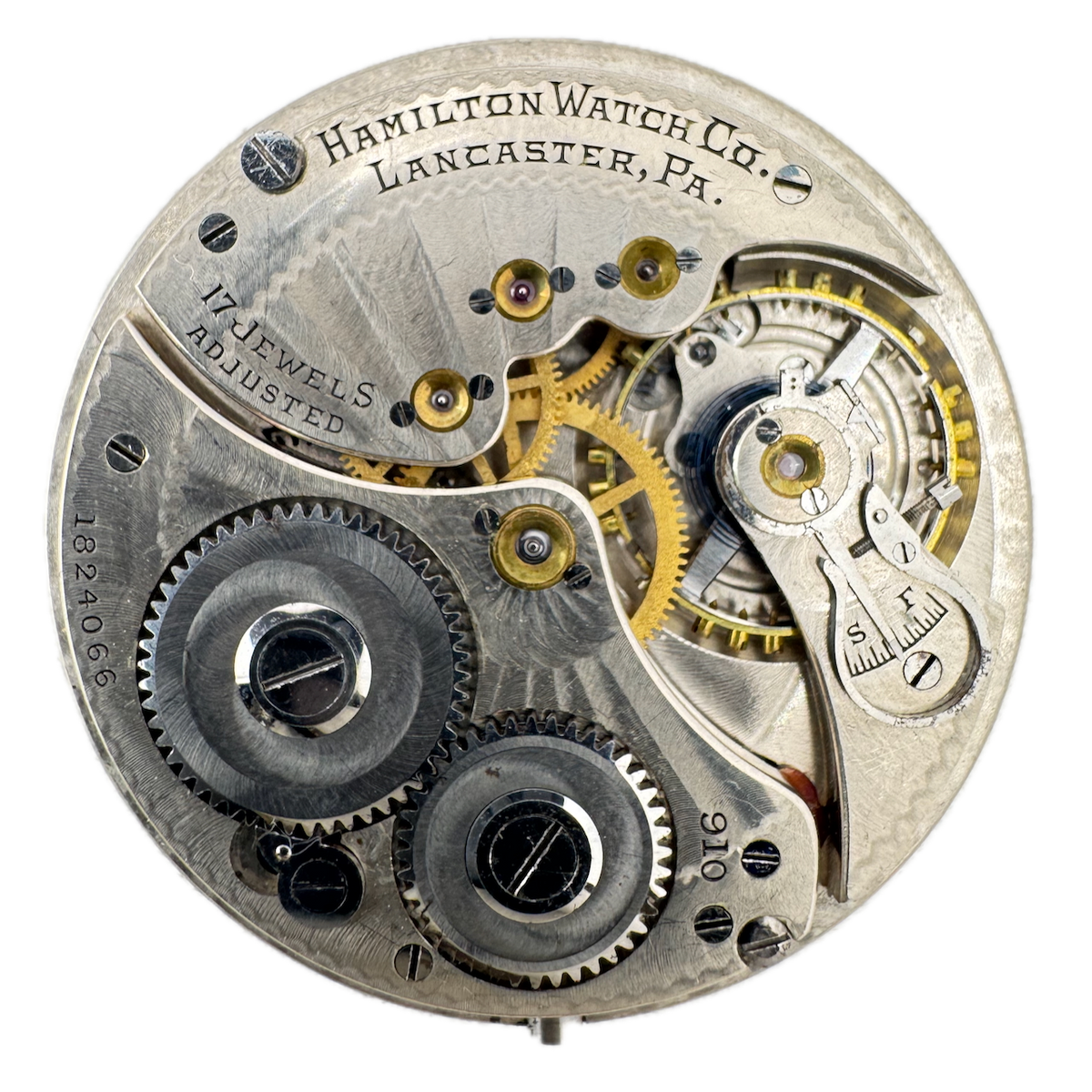 Antique 14s 1917 Hamilton 17 Jewel Mechanical Pocket Watch Movement 910 USA