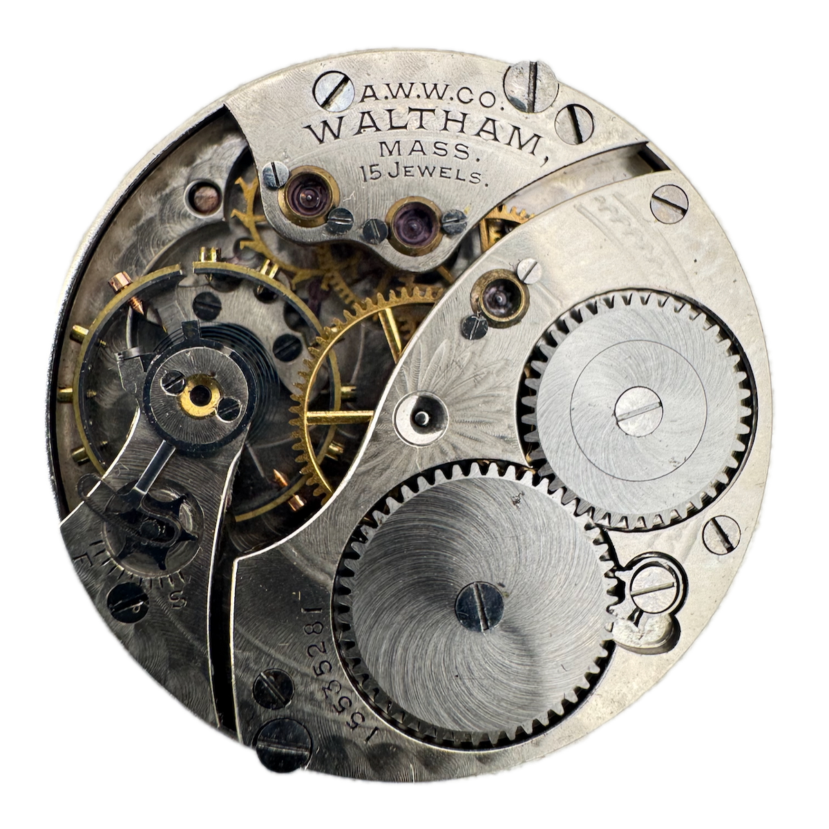 Antique 0s 1907 Waltham 15j Mechanical Hunter Pocket Watch Movement 161 USA