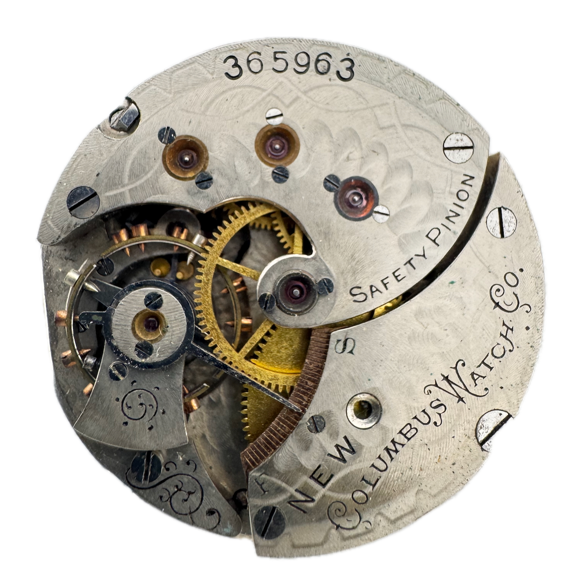 Antique 6s New Columbus 11 Jewel Mechanical Hunter Pocket Watch Movement USA