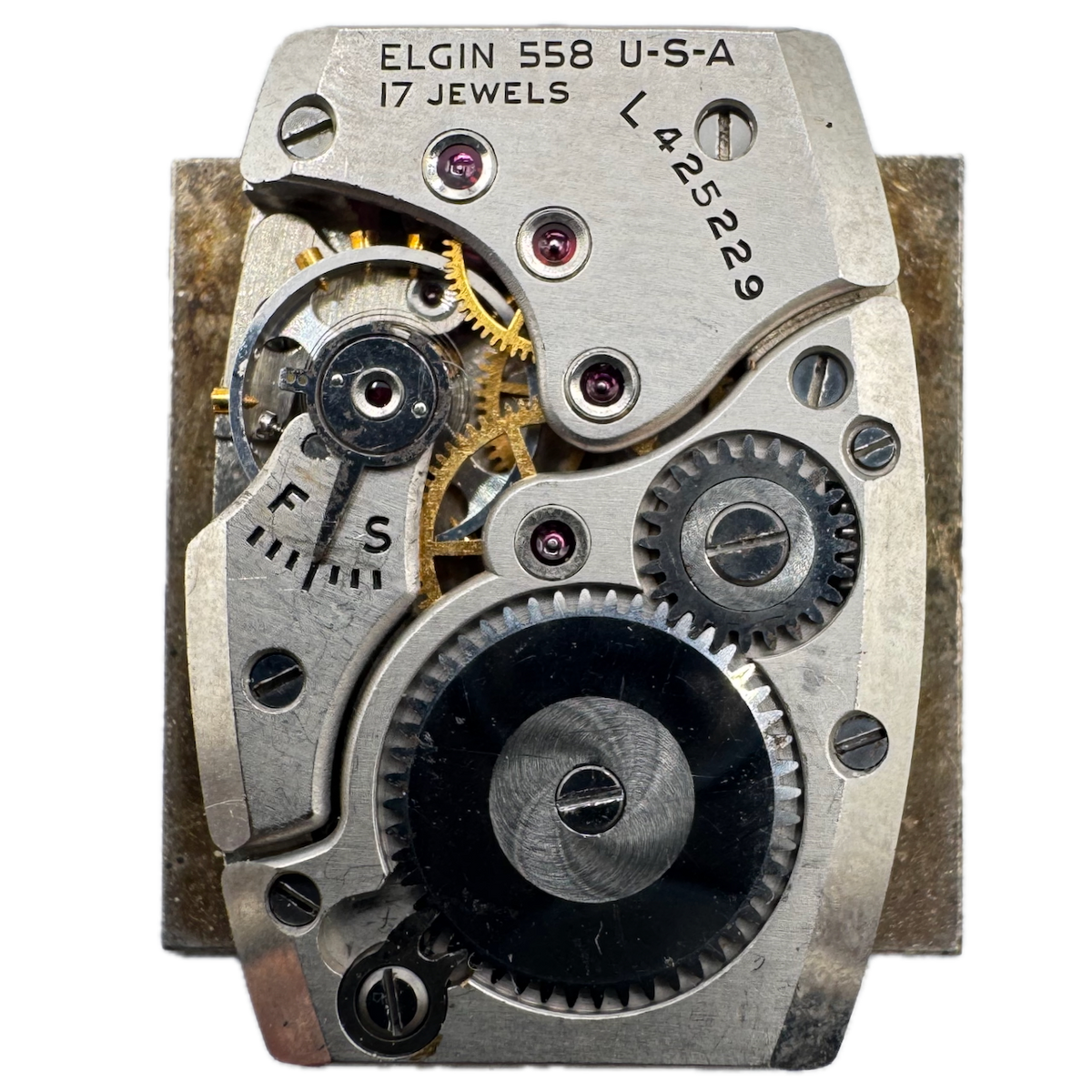 Vintage 17.5mm Elgin De Luxe Square Mechanical Men's Wristwatch Movement 558 USA