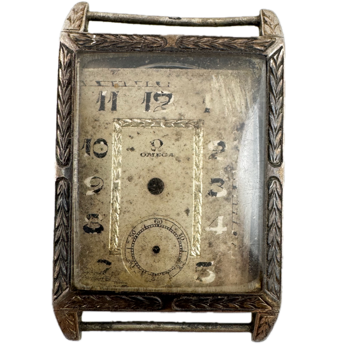 Vintage Omega Art Deco Men's Wristwatch Case 25.5mm Sterling Silver Swiss