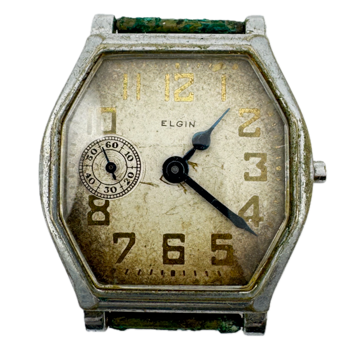 Vintage Elgin Seconds at 9 Men's Mechanical Wristwatch 463 USA Chrome Plated