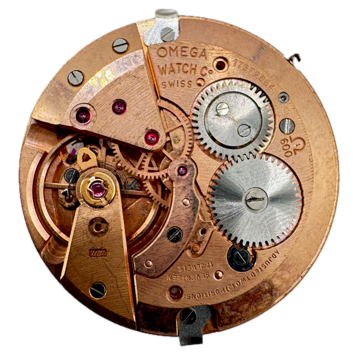 Vintage 28mm Omega 17J Mechanical Men's Wristwatch Movement 600 Swiss for Parts