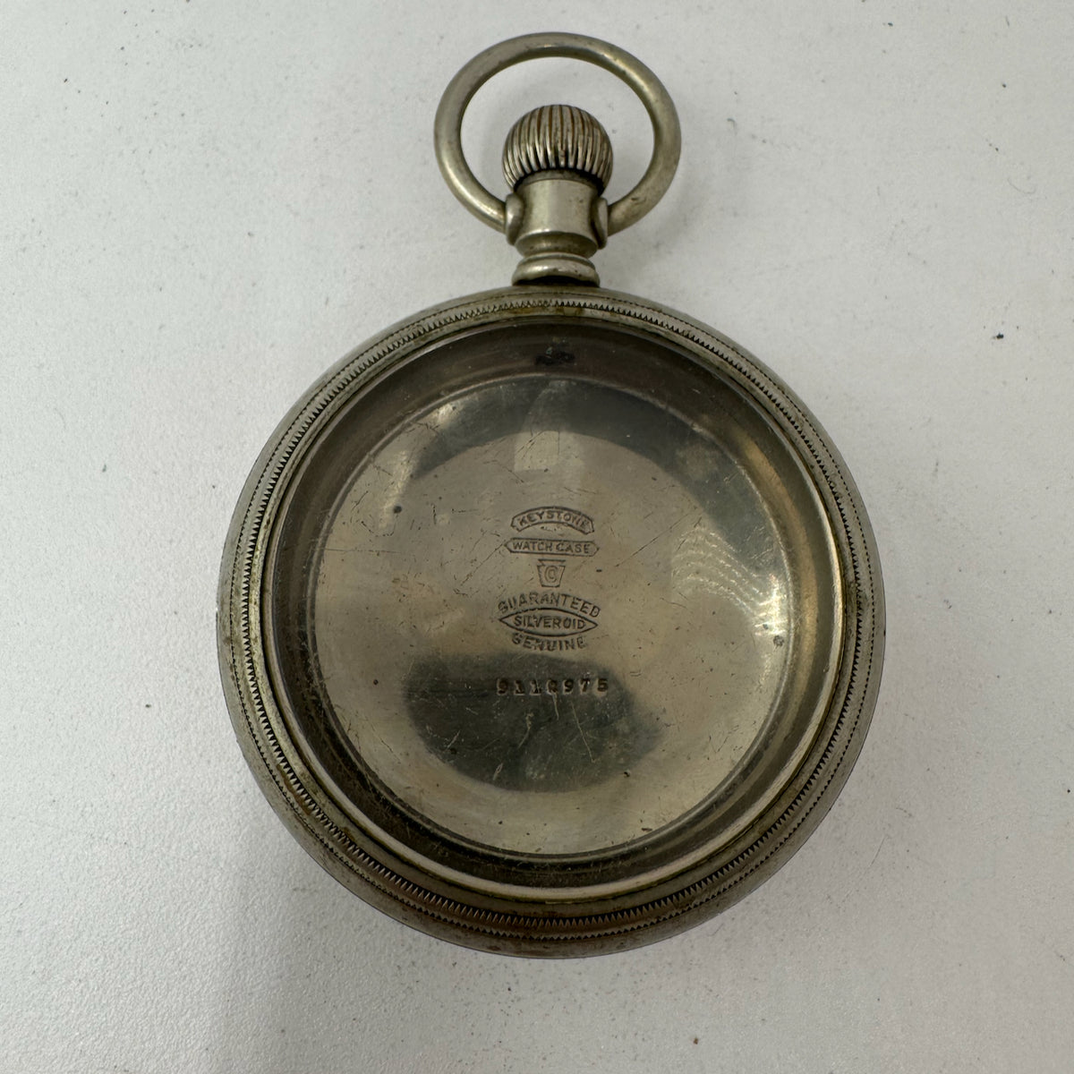 Antique 18 Size Keystone Swingout Open Face Pocket Watch Case Silveroid USA