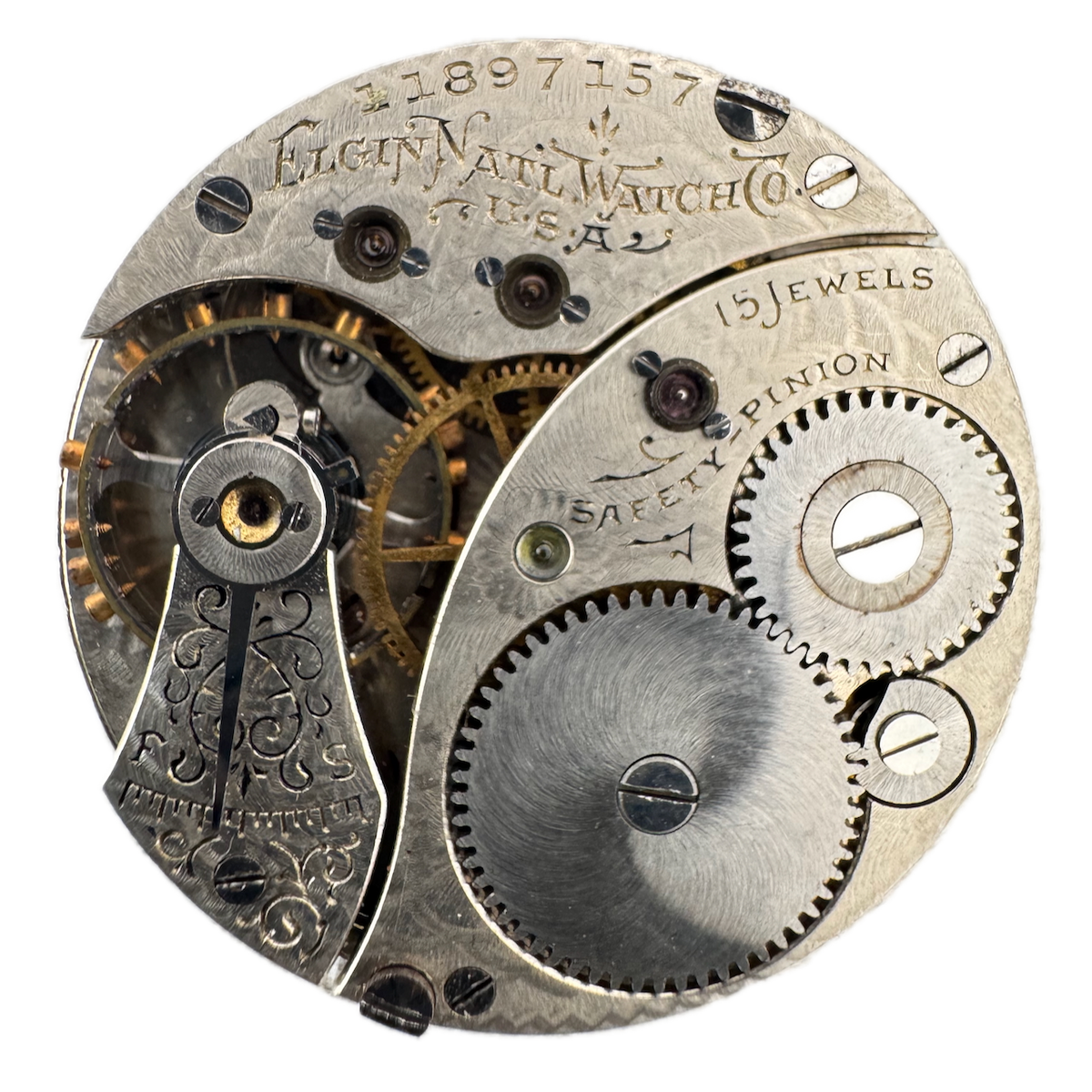 Antique 0s 1919 Elgin 15 Jewel Mechanical Hunter Pocket Watch Movement 314 USA