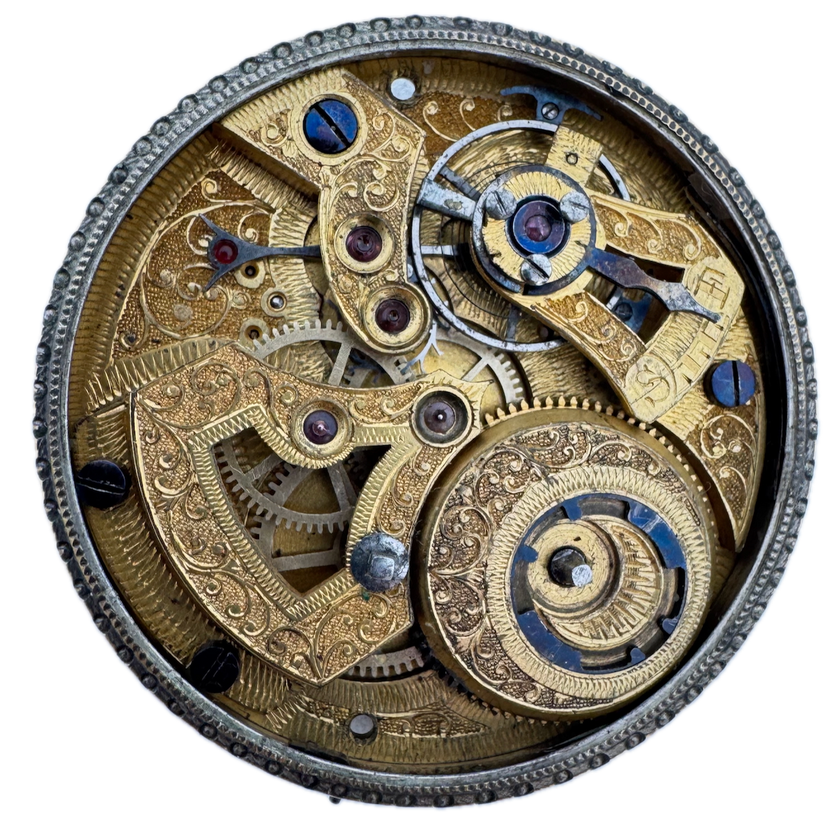 Antique 49mm Chinese Market Bat Wing Balance Pocket Watch Movement Swiss