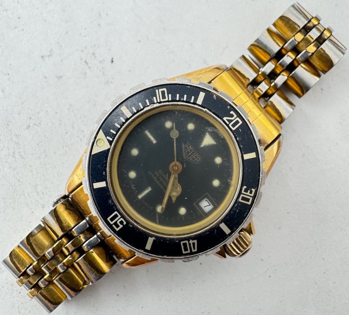 Vintage Heuer 980.017 Pro Diver Men's Quartz Wristwatch Swiss Steel & Gold Plate