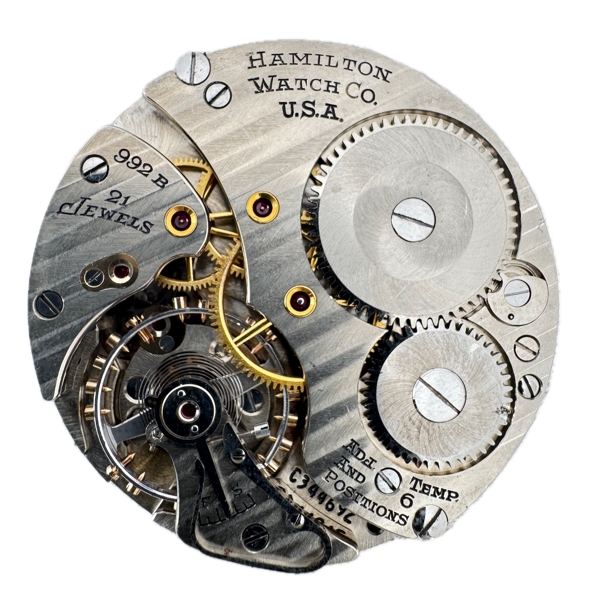 Vintage 16s 1951 Hamilton Railway Special Railroad Pocket Watch Movement 992B 2