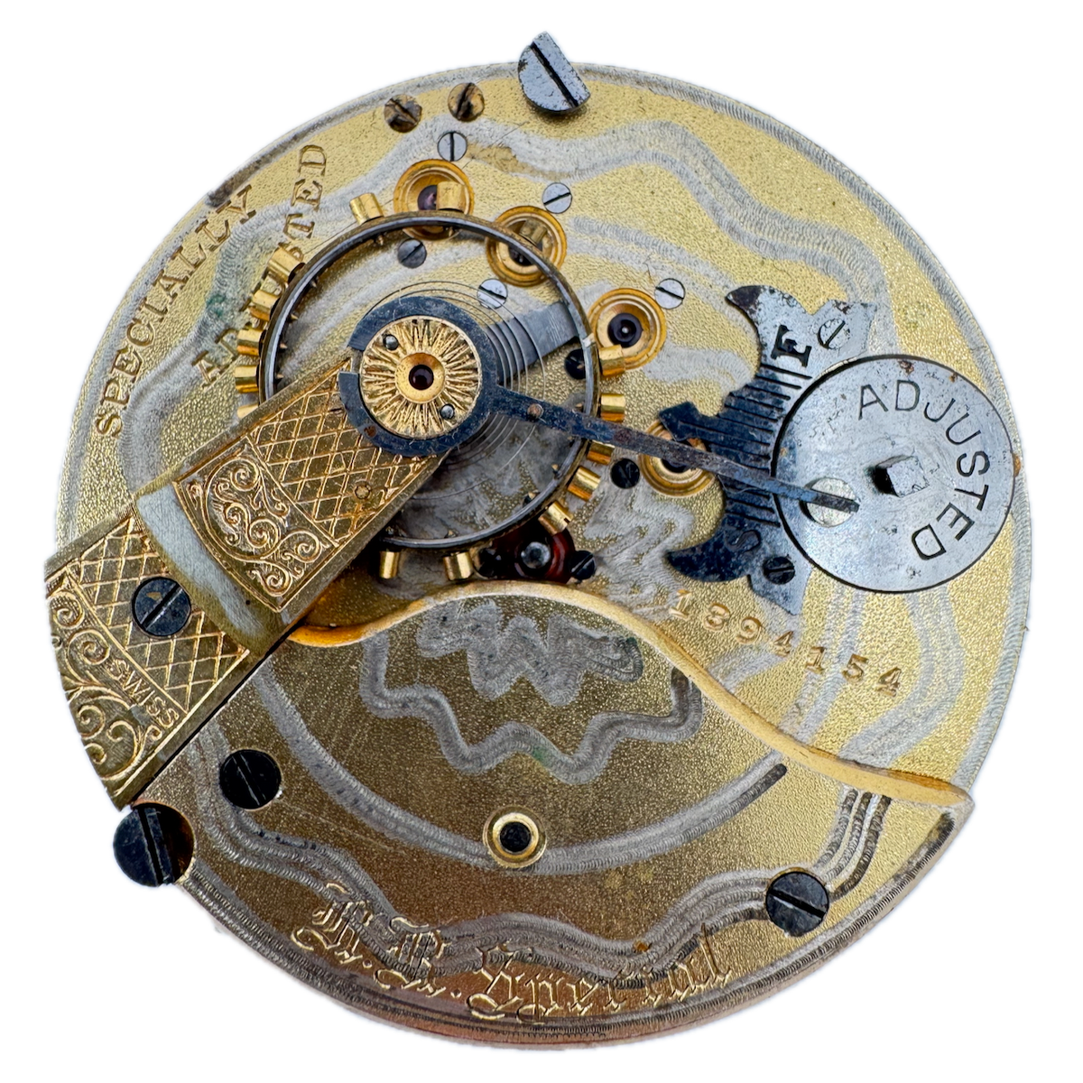 Antique 18s New Hampshire Swiss Fake Mechanical Hunter Pocket Watch Movement