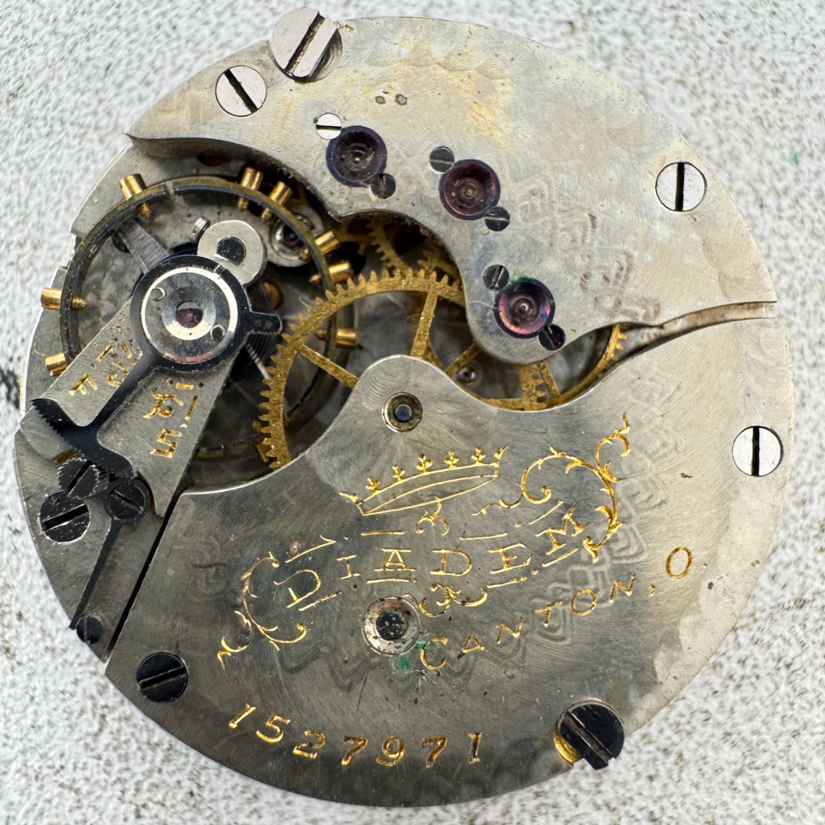Antique 3/0s 1901 Hampden Multicolor 15J Hunter Pocket Watch Movement Diadem USA