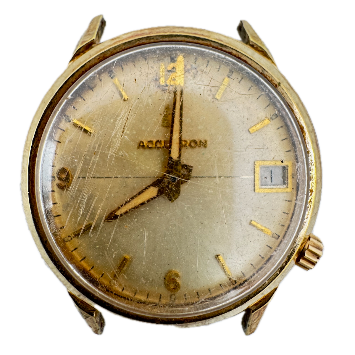 Vintage 34mm Accutron 3192 Date Men's Tuning Fork Wristwatch 218 1 USA fParts