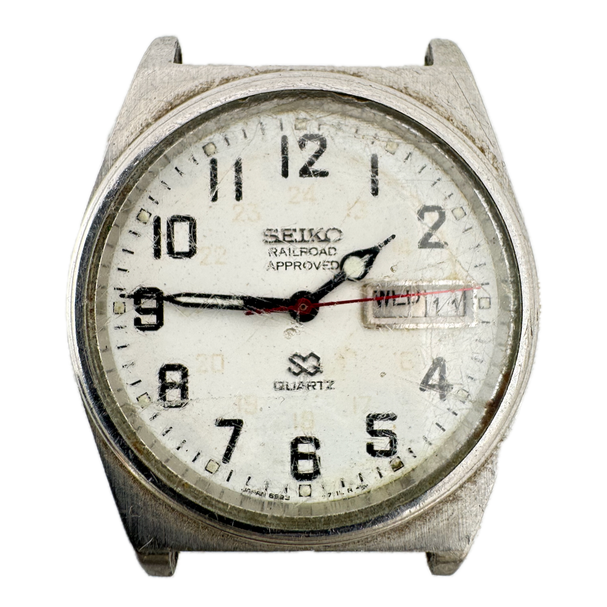 Seiko 6923-7039 Railroad Men's Quartz Wristwatch 6923A Steel Spanish Day Date