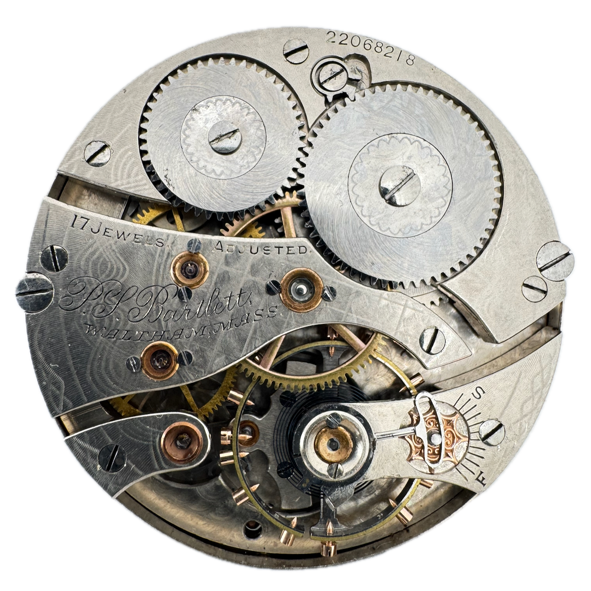 Antique 16s 1918 Waltham 17J Hunter Pocket Watch Movement P.S. Bartlett Running
