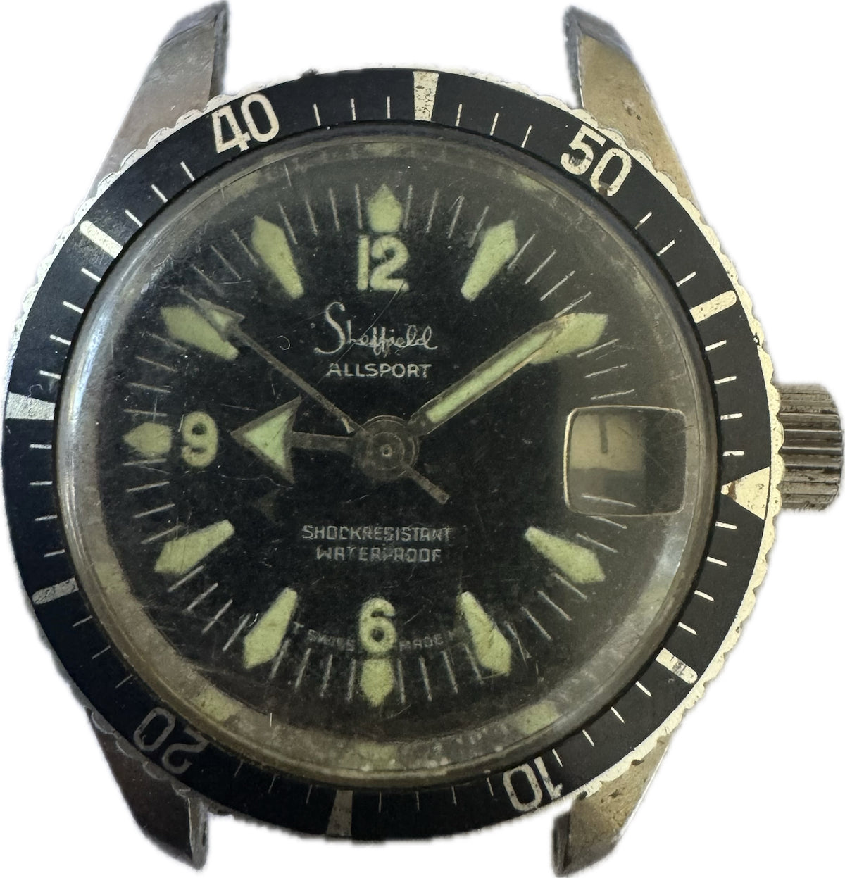 Vintage Sheffield Allsport Diver Unisex Mechanical Wristwatch Swiss Chrome