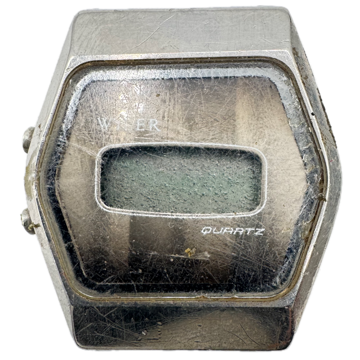 Vintage Wyler 408B-0644 Brown Fade Men's Quartz LCD Wristwatch Stainless Steel