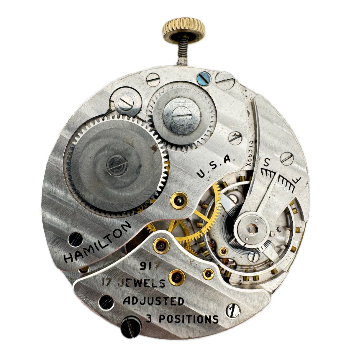 Antique 12s 1940 Hamilton 17 Jewel Mechanical Pocket Watch Movement 917 USA