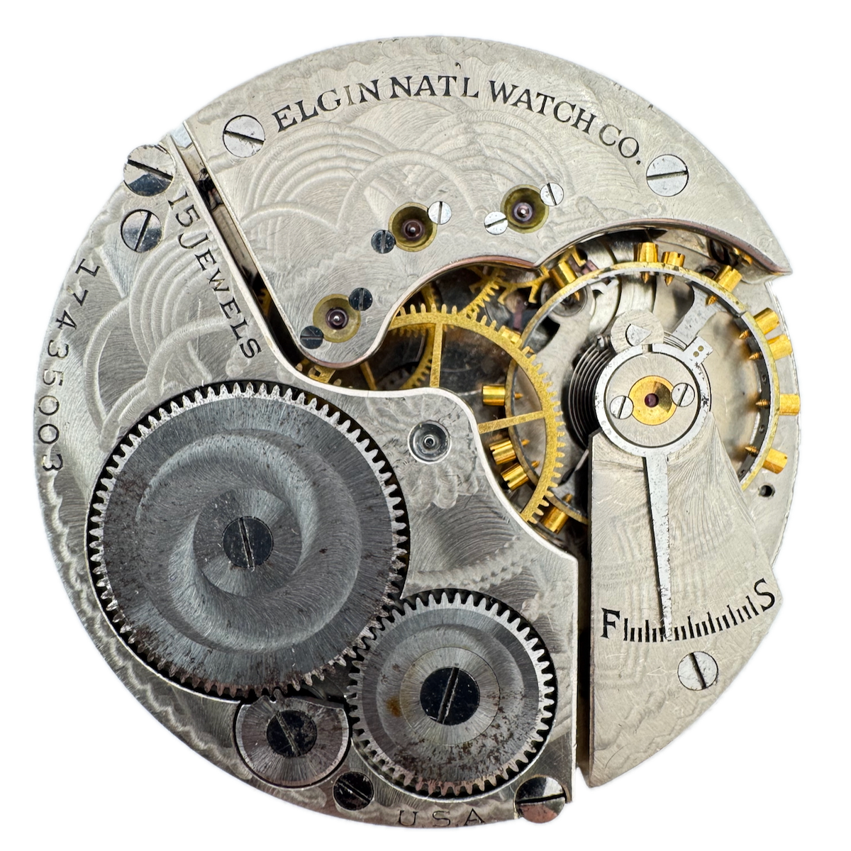 Antique 16s Elgin 7 15 Jewel Mechanical Pocket Watch Movement 313 USA Runs