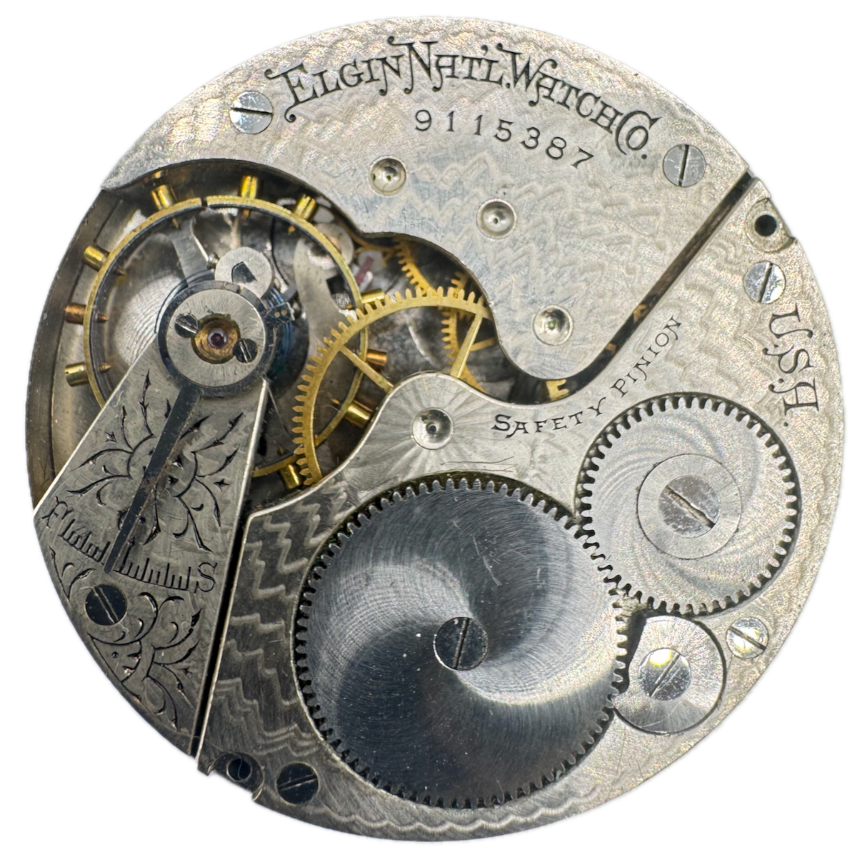 Antique 16s 1901 Elgin 7 Jewel Mechanical Hunter Pocket Watch Movement 210 USA