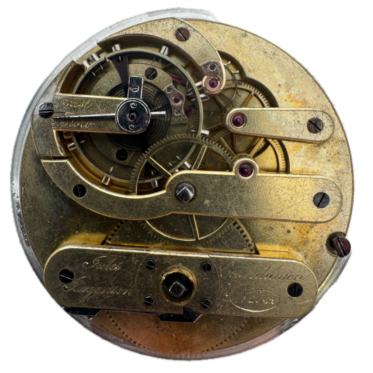 Antique 20s Jules Jurgensen Copenhagen Key Wind Pocket Watch Movement Swiss