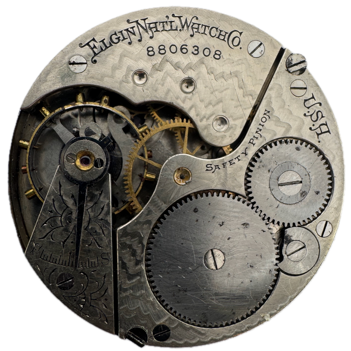 Antique 16s 1900 Elgin 7 Jewel Mechanical Hunter Pocket Watch Movement 210