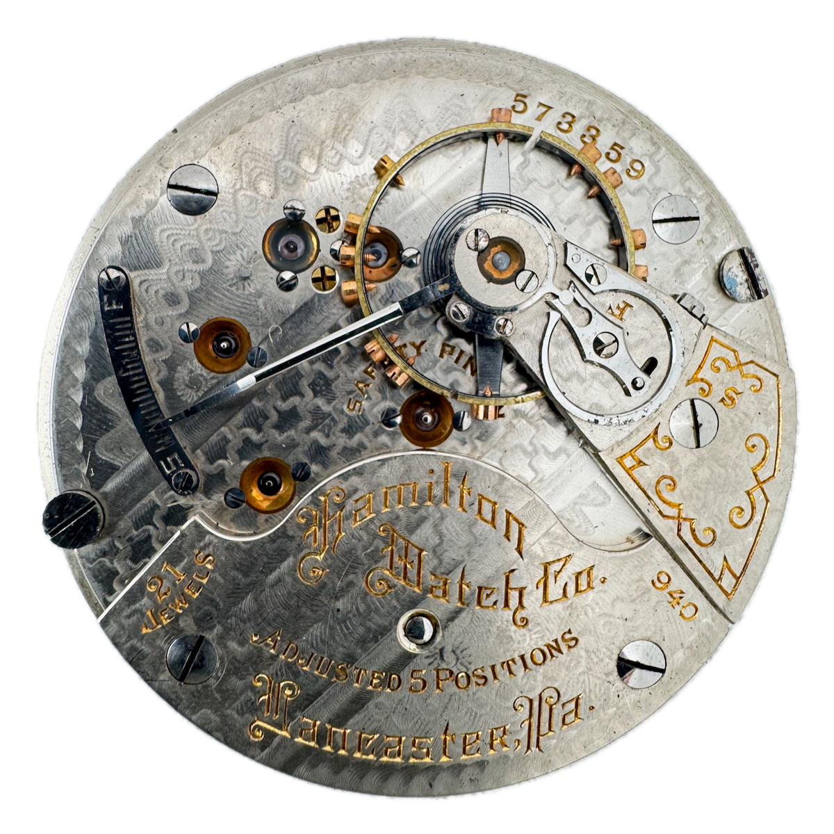 Antique 18s 1907 Hamilton 21j Mechanical Railroad Pocket Watch Movement 940 USA