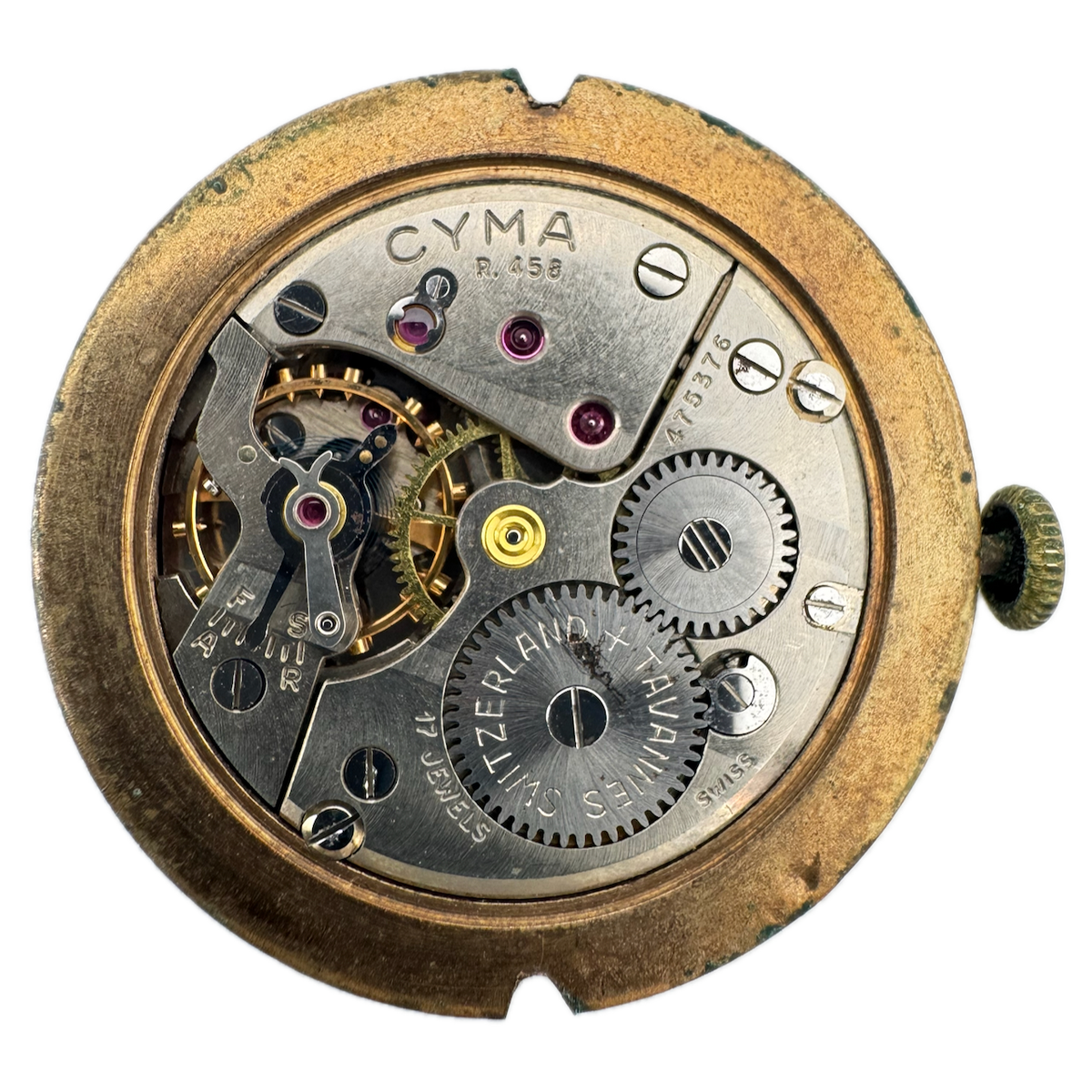 Vintage 23mm Cyma Cymaflex R.458 Sub Second Wristwatch Movement Swiss 17 Jewels