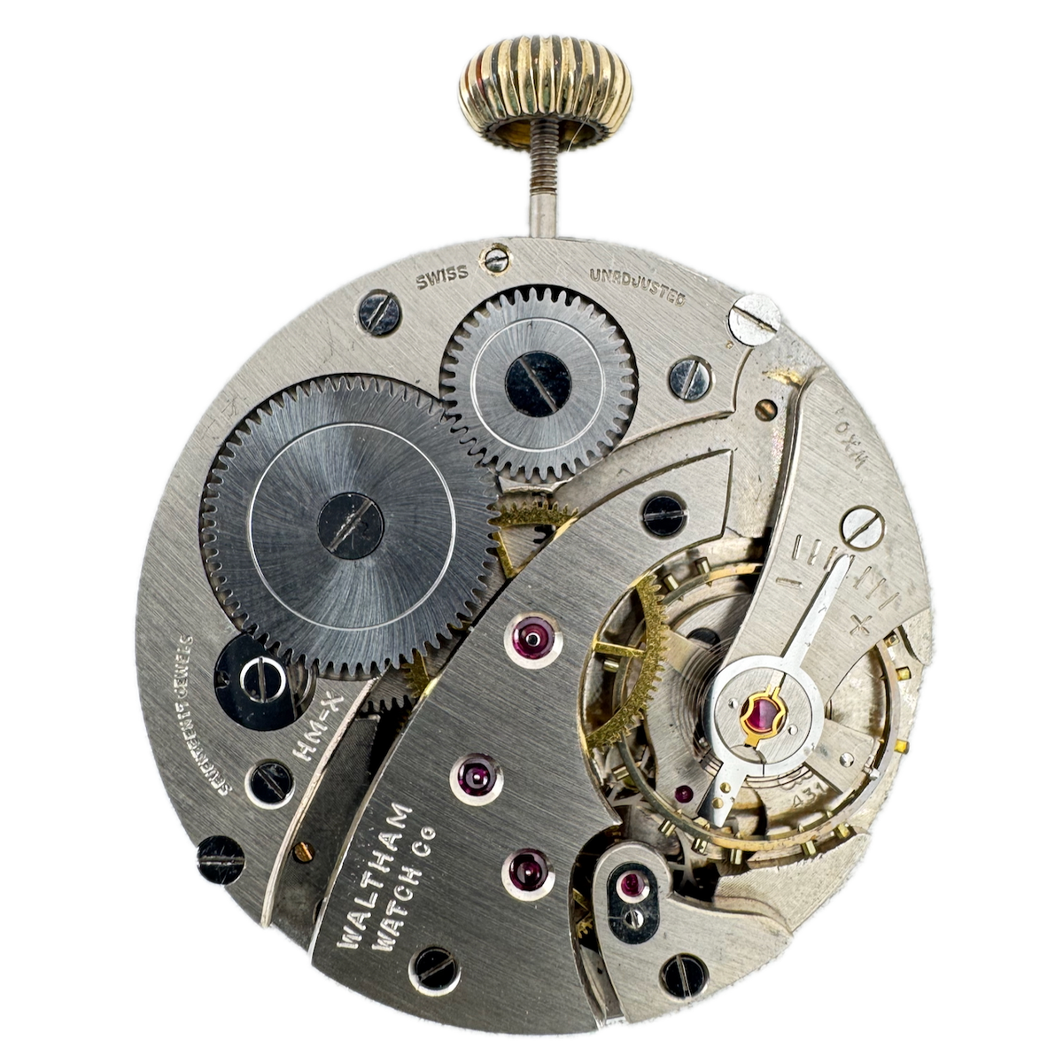 Antique 42mm Waltham 17 Jewel Mechanical Pocket Watch Movement Unitas 431 Swiss