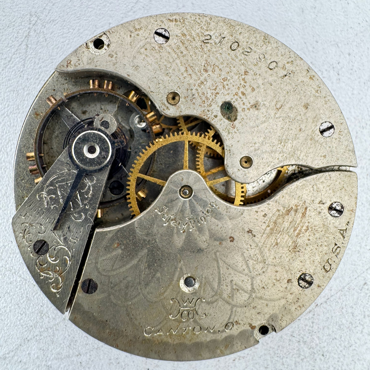Antique 12s 1905 Hampden 3 7J Mechanical Hunter Pocket Watch Movement 300 USA