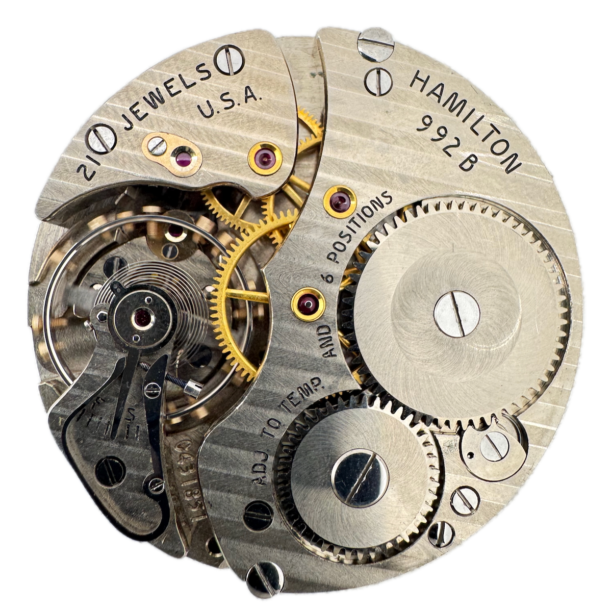 Antique 16s 1956 Hamilton 21 Jewel Railroad Pocket Watch Movement 992B USA