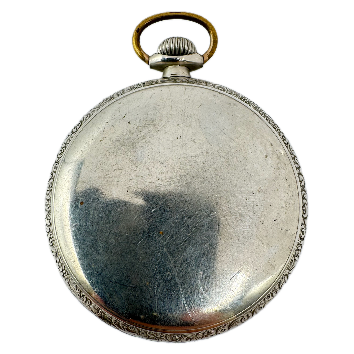 Antique 16 Size Unbranded Open Face Pocket Watch Case Nickel Engraved USA