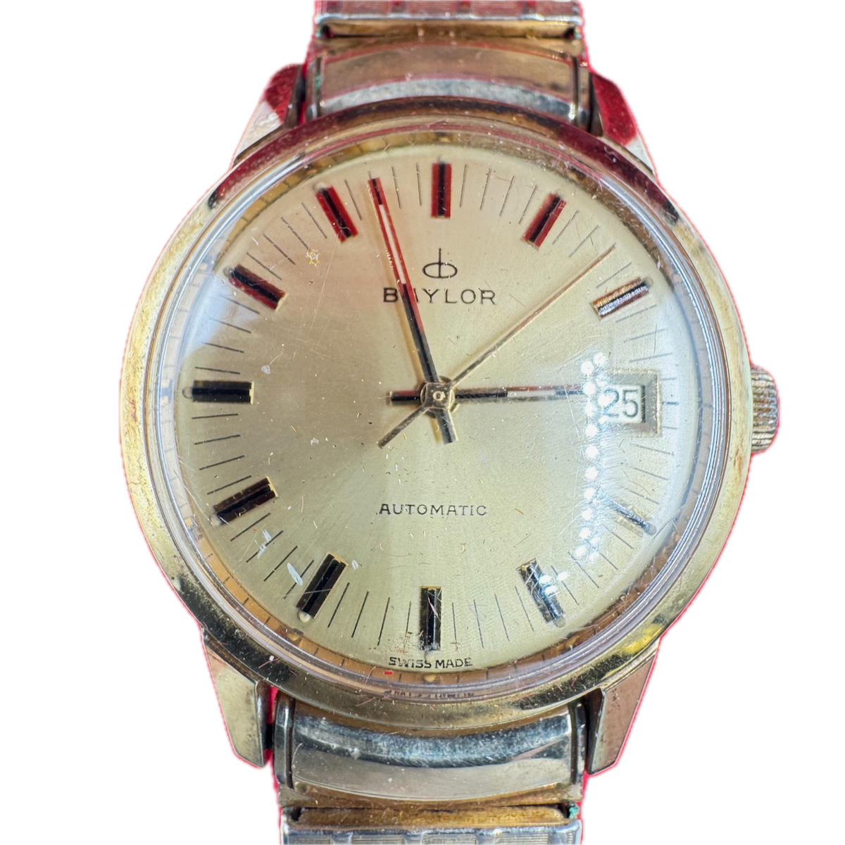 Vintage 34mm Baylor 17j Men's Automatic Wristwatch 2783 Swiss Gold Plated