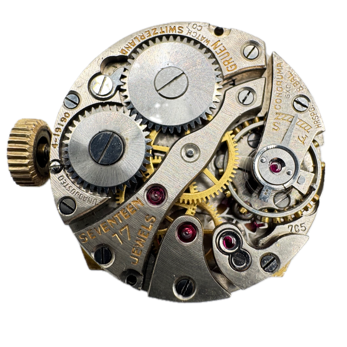 Vintage 23mm Gruen 17 Jewel Mechanical Men's Wristwatch Movement 7C5 Swiss