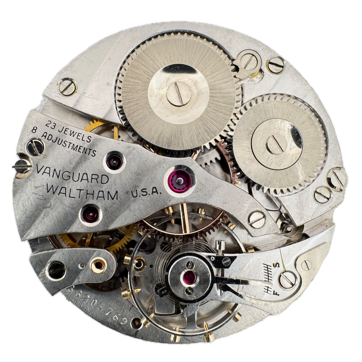 Vintage 16s 1948 Waltham 23j Mechanical Railroad Pocket Watch Movement Vanguard