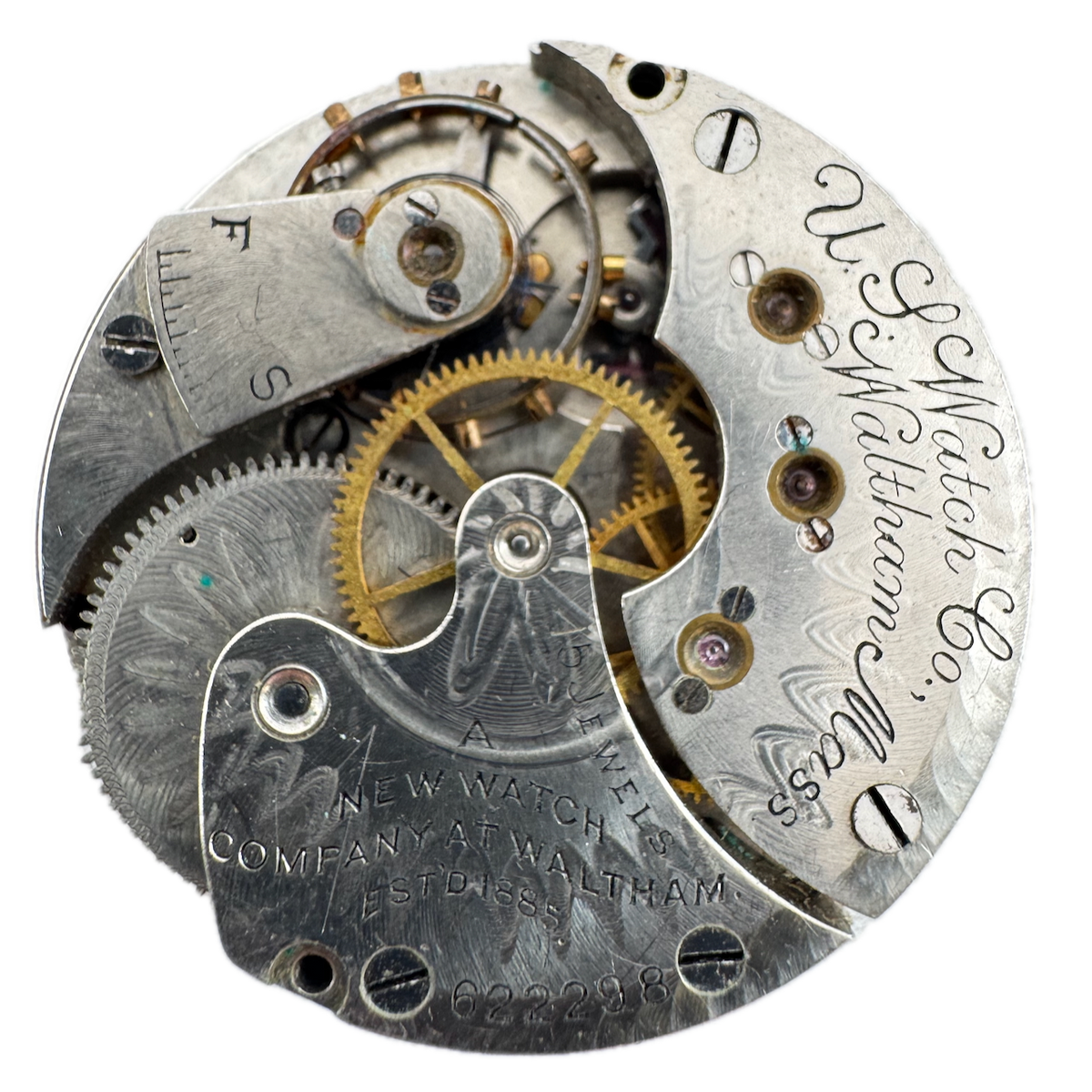 Antique 6s 1902 US Waltham 15 Jewel Hunter Pocket Watch Movement 62 USA