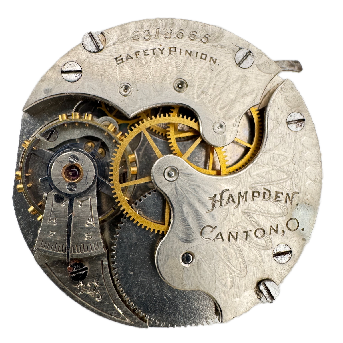 Antique 6s 1907 Hampden 3 11 Jewel Mechanical Hunter Pocket Watch Movement USA