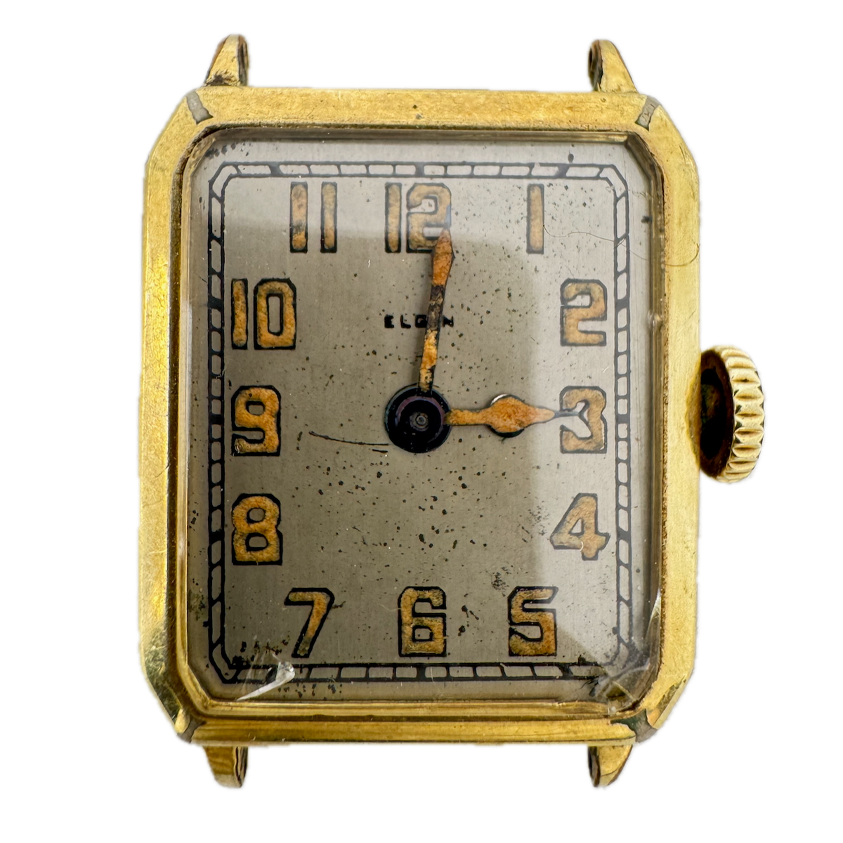 Vintage 24mm Elgin 7 Jewel Men's Mechanical Wristwatch 447 14k GF for Repair