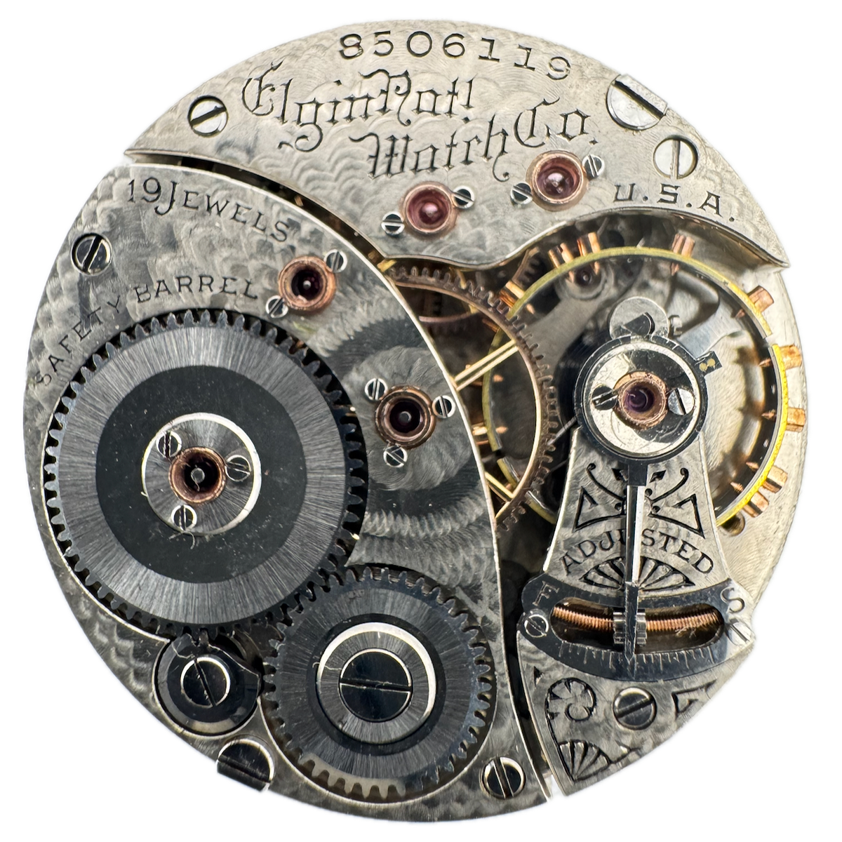 Antique 0s 1900 Elgin 3 19J Mechanical Open Face Pocket Watch Movement 205 Runs
