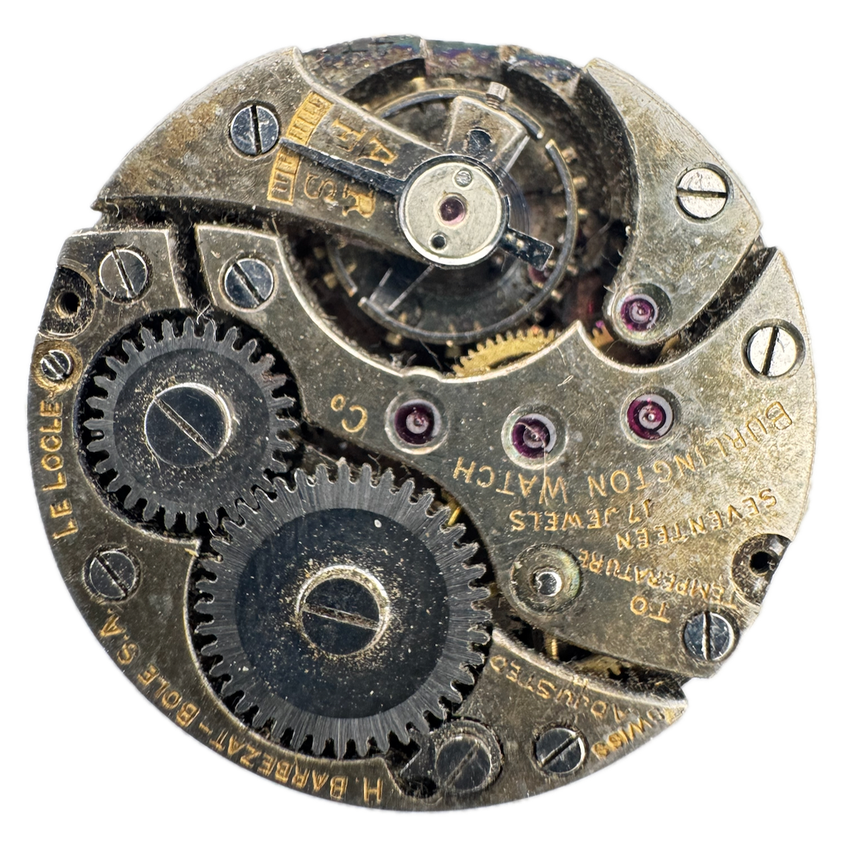 Antique 23.5mm Burlington Wristwatch Movement H.Barbezat Bole S.A. Le Locle 448